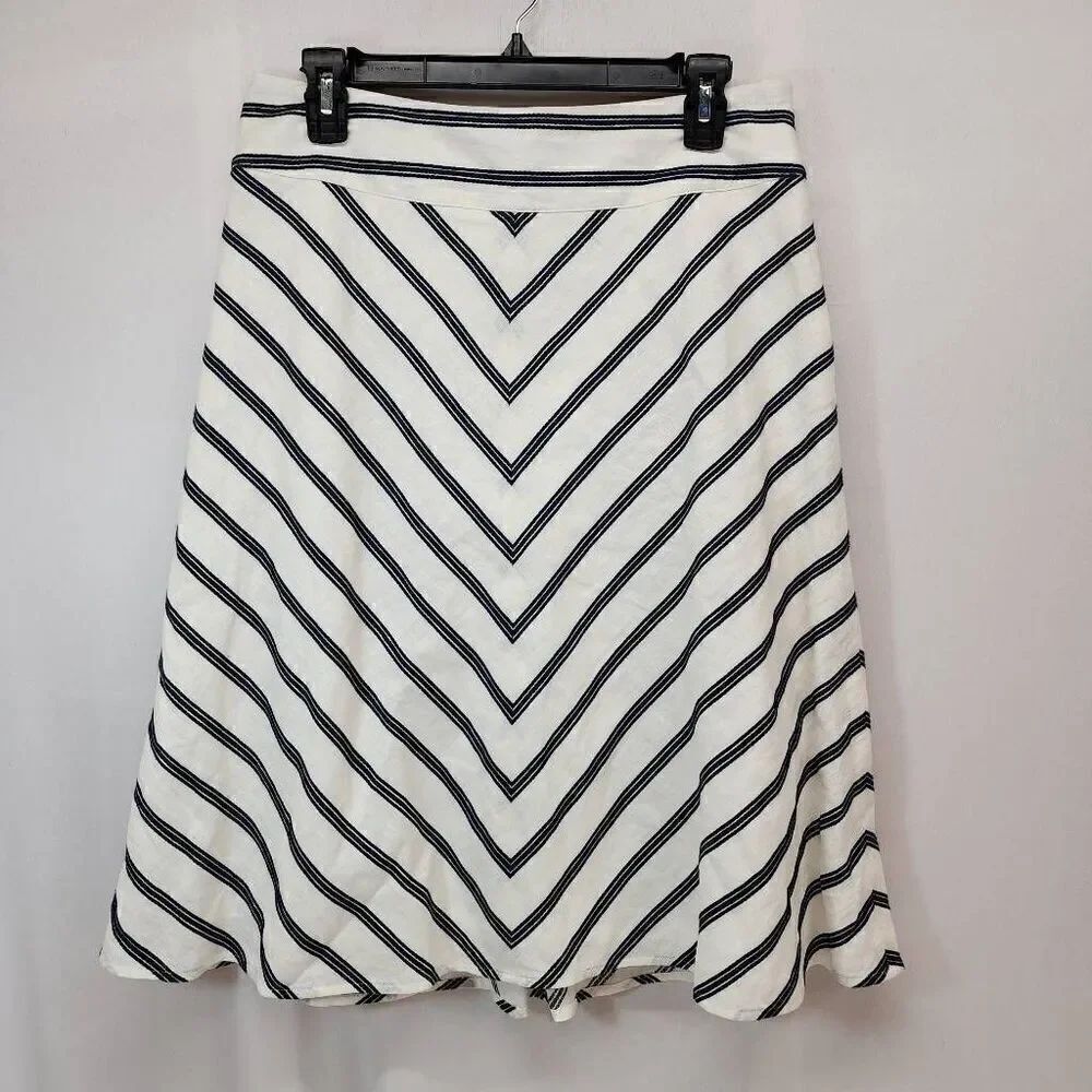 Talbots Size 6 Asymmetrical Stripes A Line Skirt Career Knee-Length U